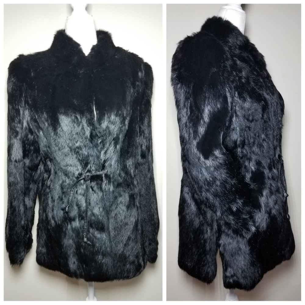 EUC|Vintage Rabbit Fur Coat w/Satin Lining